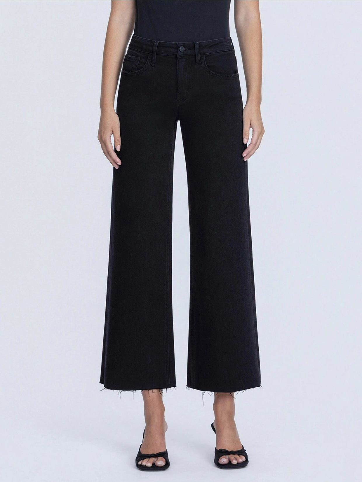 HR Raw Hem Crop Wide Leg Jeans LV30