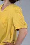 Crinkle Stripe Blouse - Yellow
