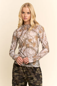 Tree Camo Mesh Top - White