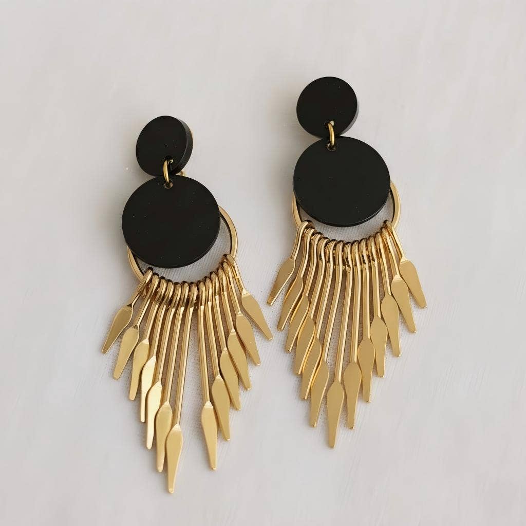 Gold Plated Tassel Drop Earrings