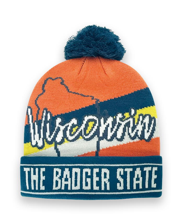 Wisconsin Knit Beanie Winter Hat Pom Pom