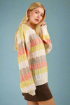 Multi Color Stripe Oversized Sweater - Orange