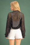 Open Stitch Bolero Cardigan - Black