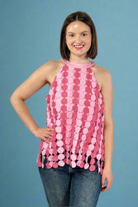 Circle Dot Halter Top - Blush