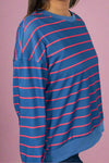 Stripe Overlap Sweatshirt - Blue