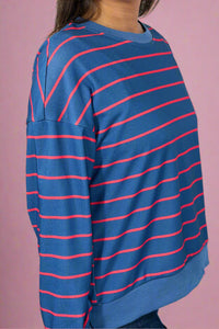Stripe Overlap Sweatshirt - Blue