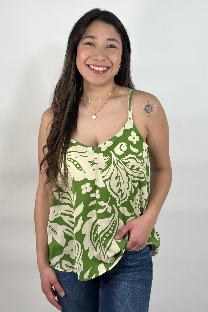 Olive Floral Strap Cami