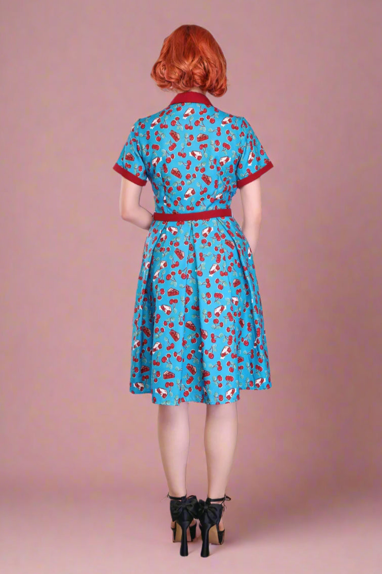 Betty Cherry Dress - Blue