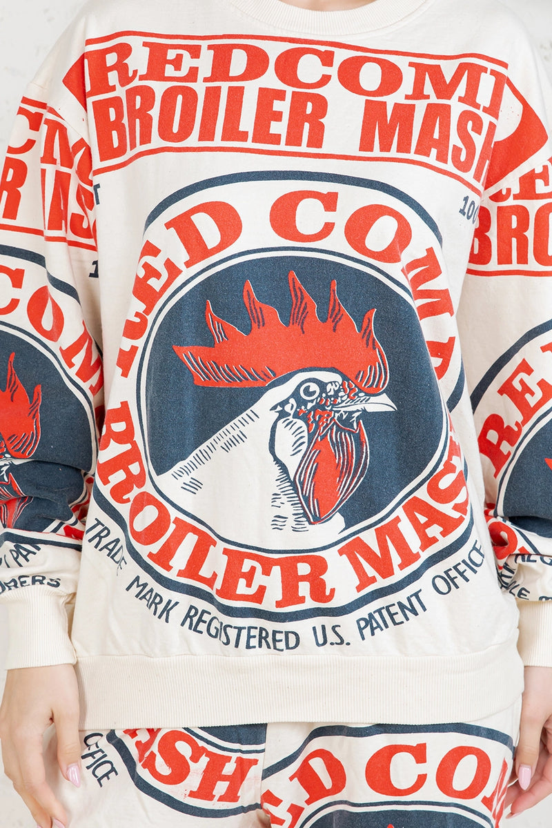 Bold Graphic Cotton Sweatshirt - Rooster