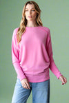 Casual Cozy Dolman Sweater - Pink