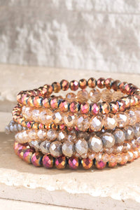 Glass Bead 9 Set Bracelet - Golden Girl