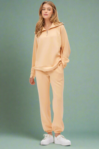 Hamptons Quarter Zip Top - Apricot