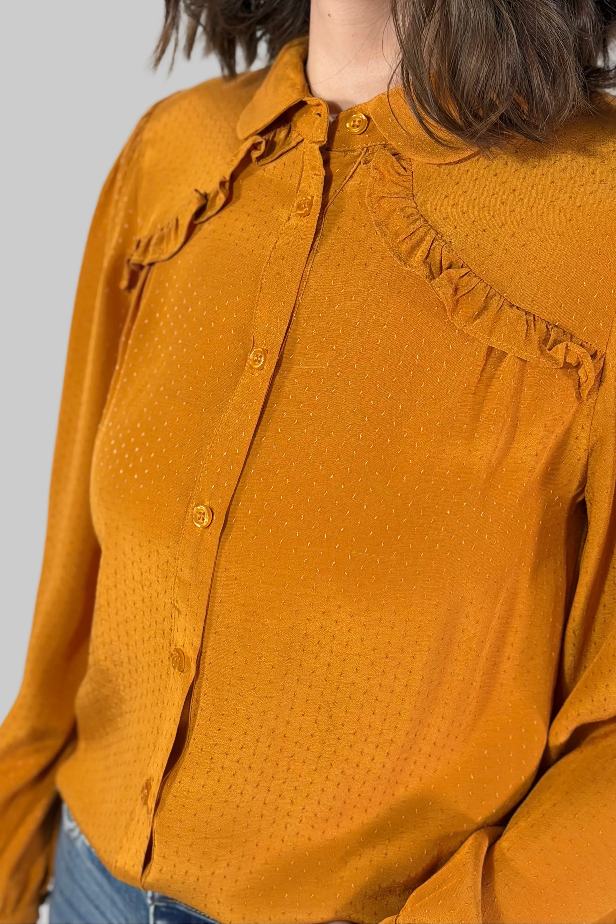 Ruffle Blouse Bow - Gold