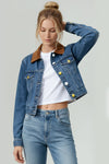 Corduroy Collar Button Down Denim Jacket