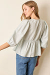 Plaid Top With Ties - Light Blue