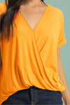 Short Sleeve Surplice Top - Orange
