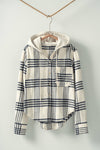 Plaid Hooded Button-Up - Ivory