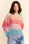 Striped Wide Sleeve Pullover Top