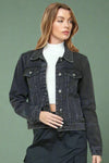 Cropped Denim Jacket - Black