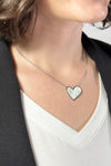 White Heart Pendant Necklace - Silver