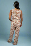 Cowl Neck Tropical Jumpsuit - Ivory