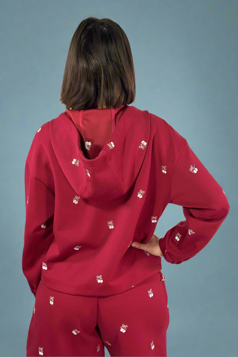 Sweet Cherries Zip Up Hoodie - Red