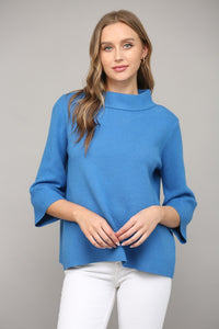 Mock Neck 3/4 Sleeve - French Blue