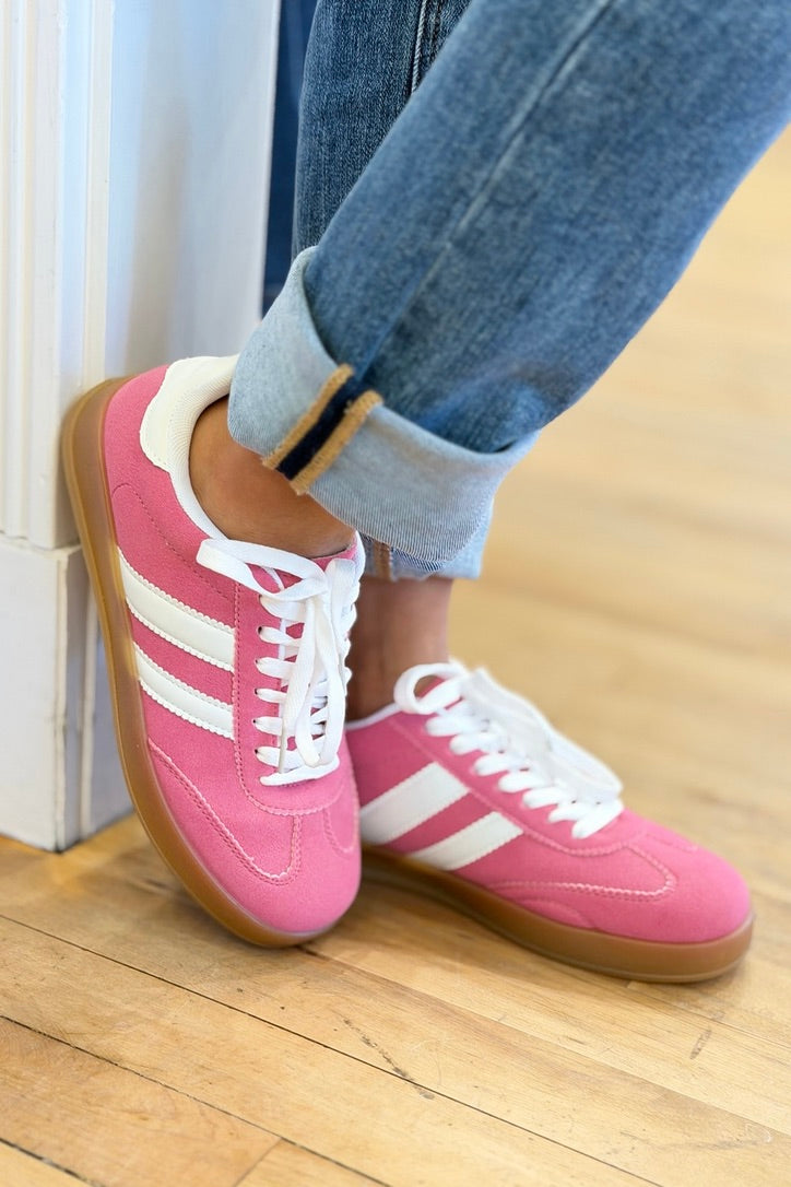 Colorful Suede Sneakers - Fuchsia