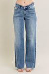 V-Front Raw Hem Baggy Jean - JB145