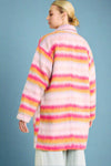 Fuzzy Open Coat Jacket - Pink Orange