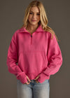 Quarter Zip Sweatshirt - Bright Pink