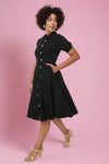 Button Swing Dress - Black