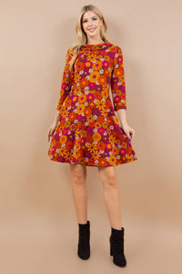 Retro Flower Tunic Dress