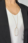 Long Abstract Cut Out Pendant - White