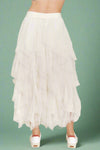 Ruffle Trim Mesh Skirt - Ivory