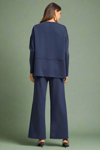 Greece Split Hem Top - Navy