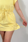 Short Sleeve Elasticized Mini Dress - Yellow