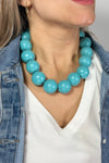 Chunky Bubble Chain Necklace - Teal