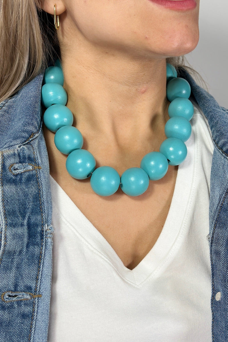 Chunky Bubble Chain Necklace - Teal