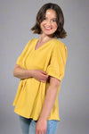 Crinkle Stripe Blouse - Yellow