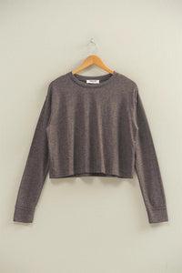 Crew Neck Cozy Sweatshirt - Chocolate