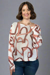 Beige Heart Printed Knitted Sweater
