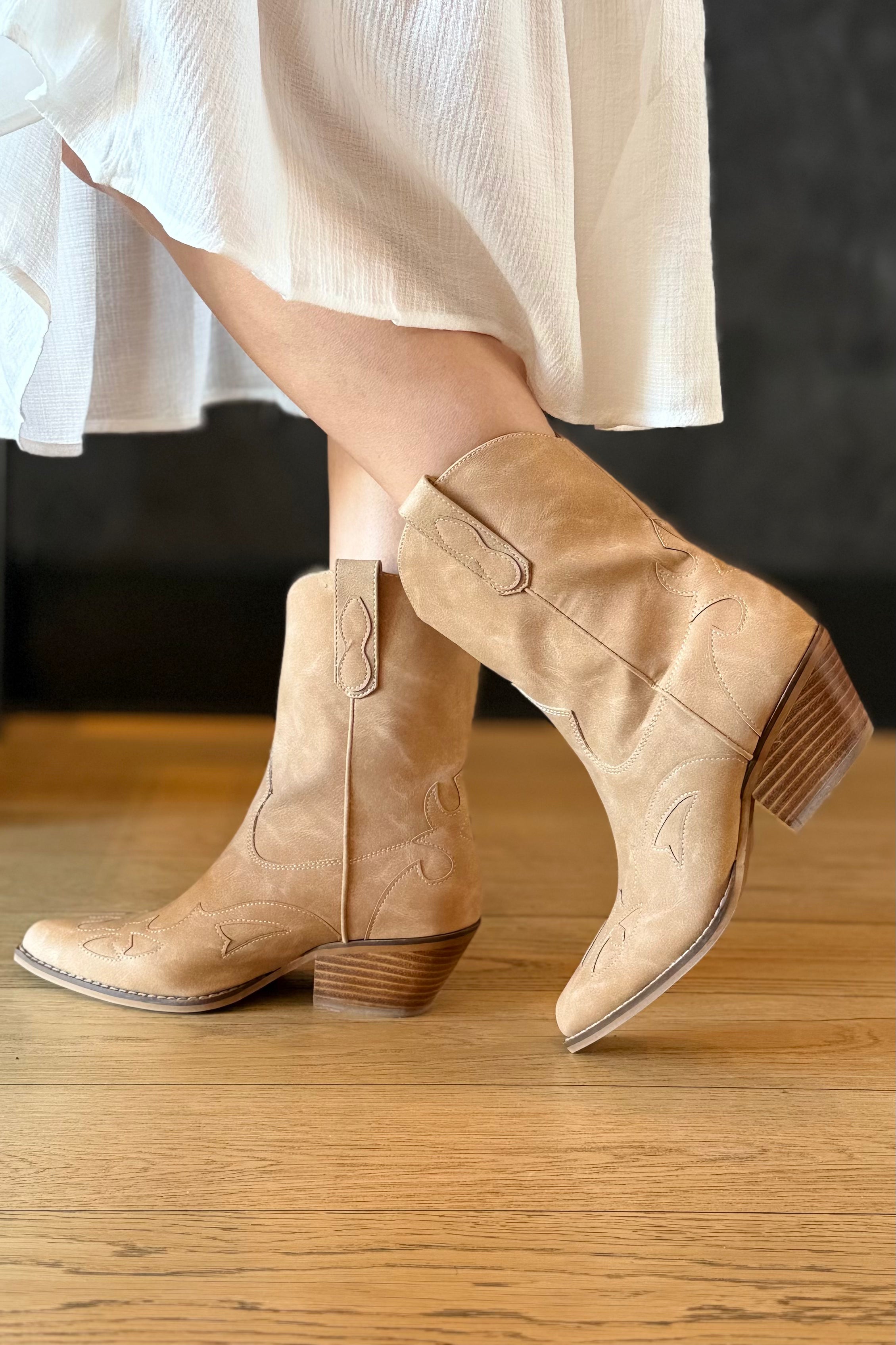 Sanya Western Bootie - Taupe