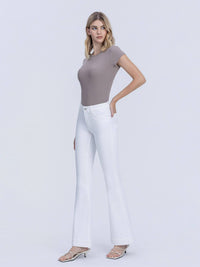 Tummy Control MR White Flare Jeans LV42