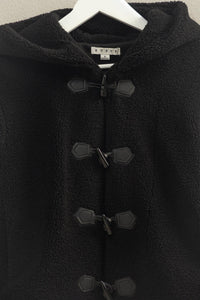 Toggle Hooded Sherpa Jacket - Black