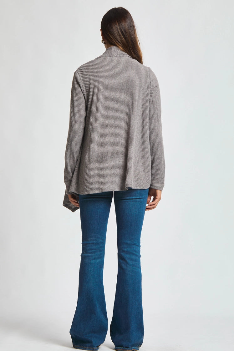 Wrap Top Button Front - Charcoal
