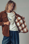 Reversible Plaid Corduroy Shacket - Brown