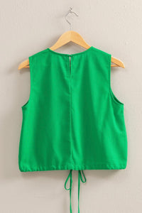 Sand Washed Sleeveless Crop Top - Green