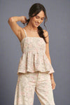 Peplum Floral Tank Top - Khaki