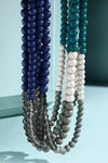 Mixed Bead Color Block Necklace Navy